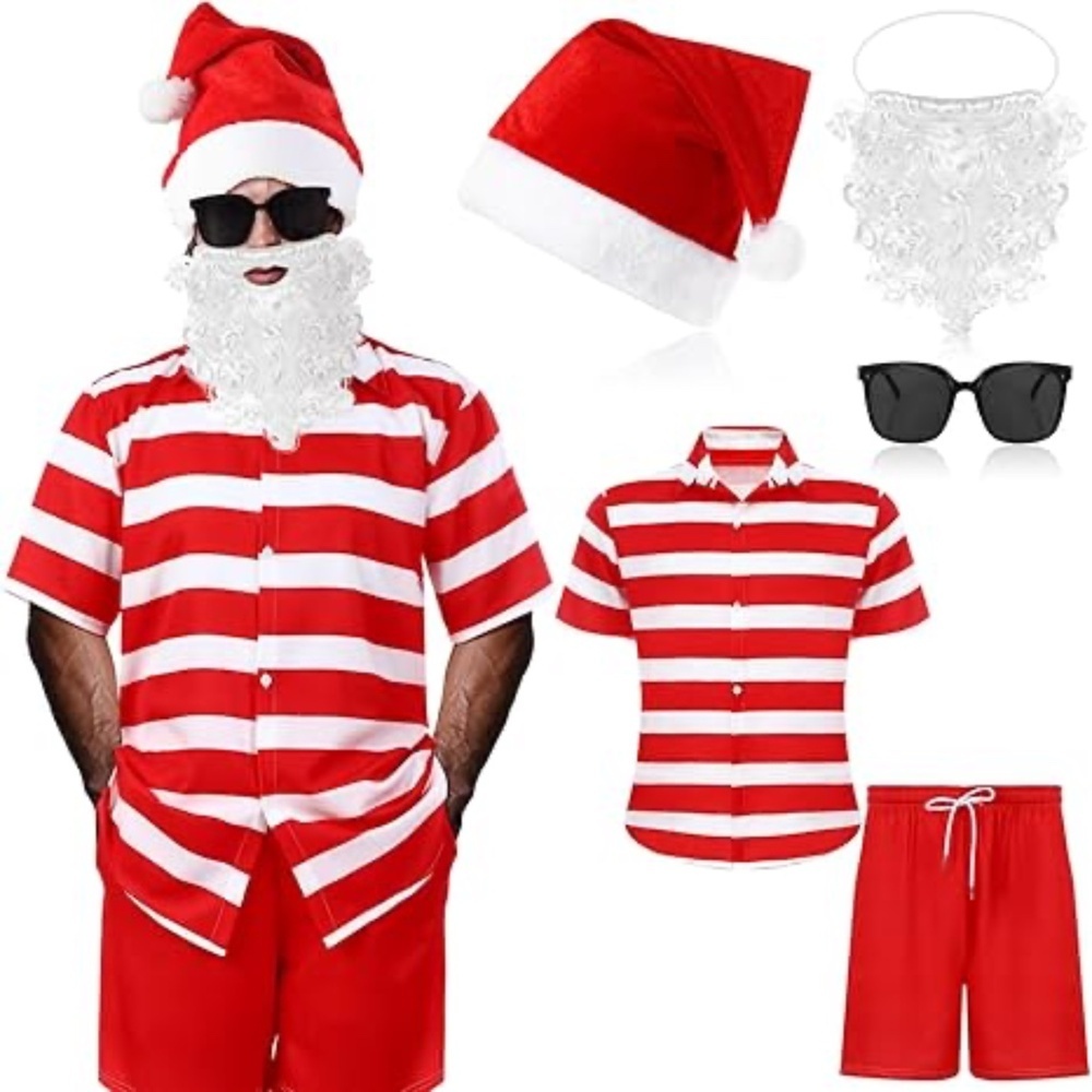 Summer Santa Claus Costume Set - Red and White